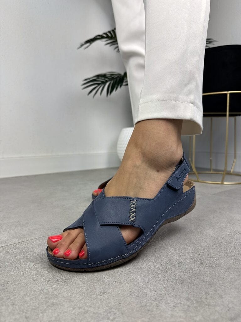 Helios sandały damskie skórzane 229-1 granat - Styl casualowy