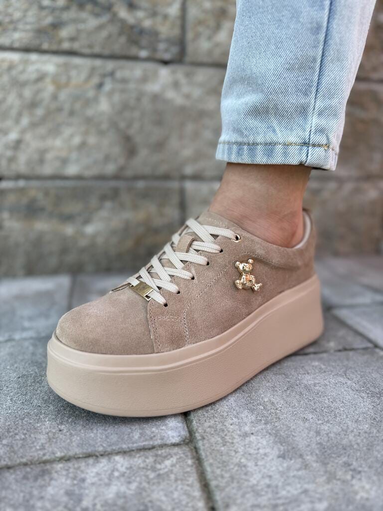 Beżowe skórzane sneakersy damskie Filippo DP6246/24 - Na lato