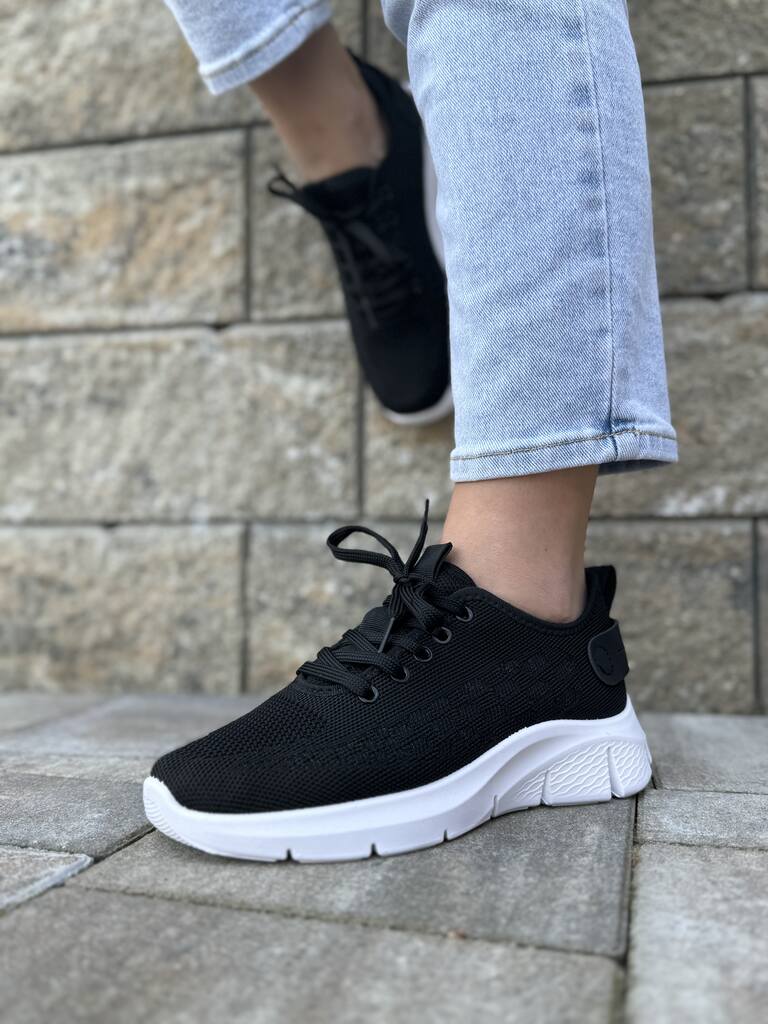 Buty damskie tekstylne czarne – Wygodne buty spotrowe Skotnicki A-3-5013 - Na wiosnę