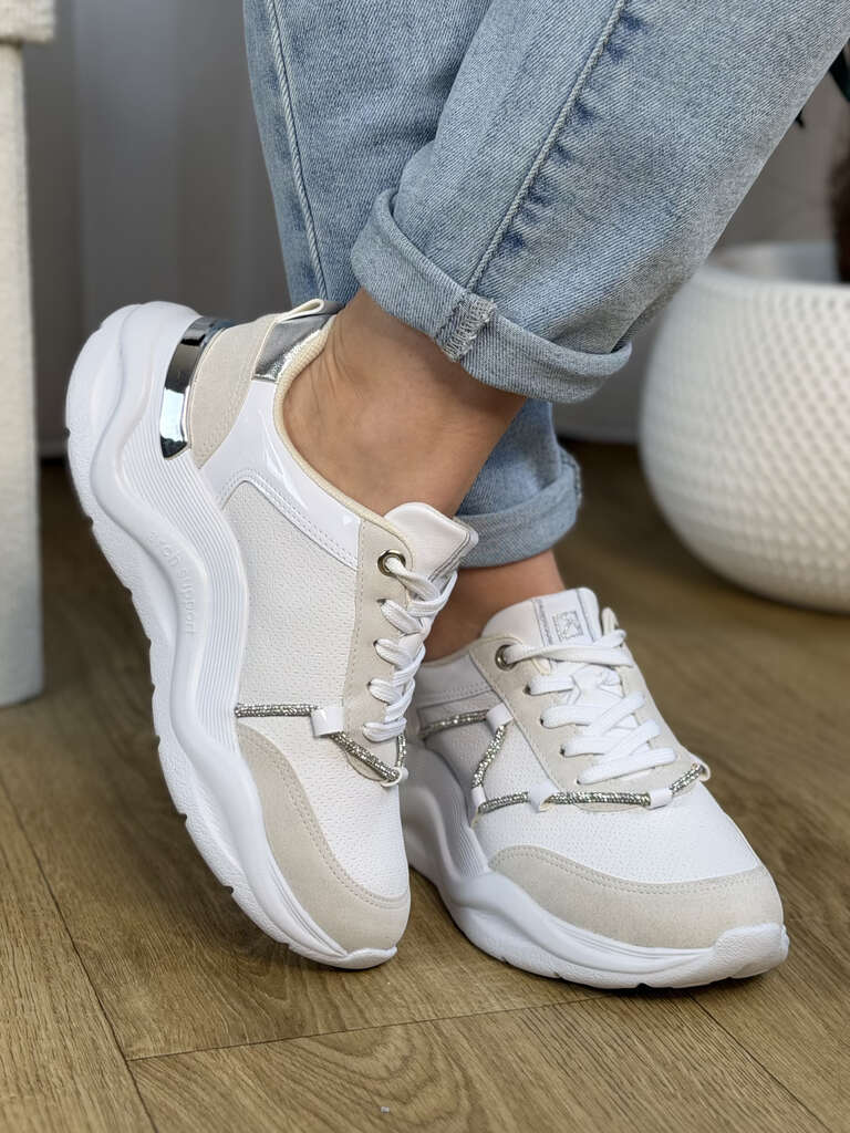 Białe sneakersy damskie sportowe Piccadilly 939018 - Styl glamour