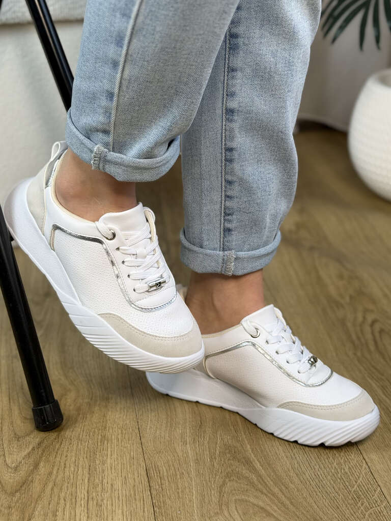 Białe sneakersy damskie sportowe Piccadilly 949026 - Do sukienki