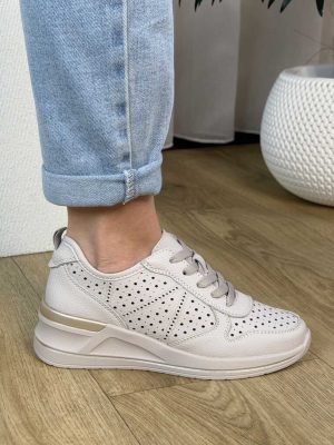 Szare skórzane sneakersy damskie Sergio Leone SP-115 - Styl casualowy