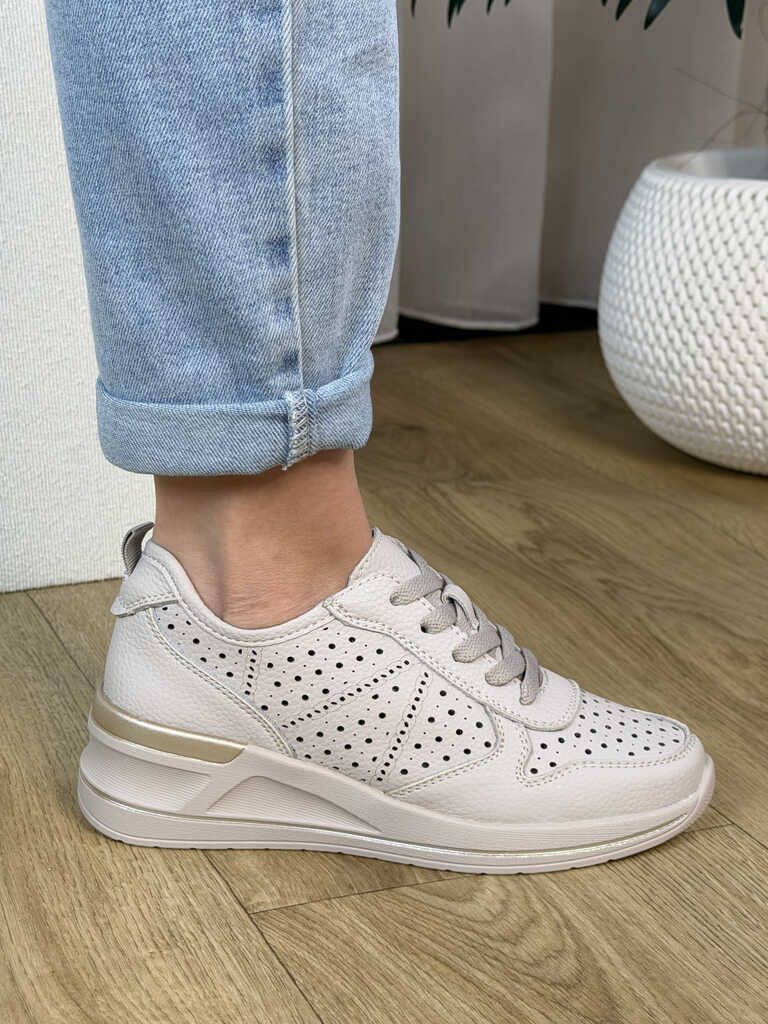 Szare skórzane sneakersy damskie Sergio Leone SP-115 - Styl casualowy