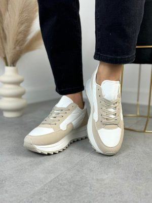 Biało-Beżowe Sneakersy POTOCKI 23-16021BG