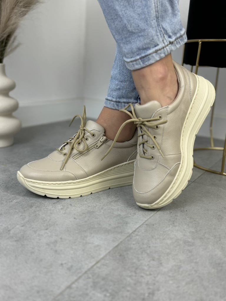 Beżowe Sneakersy Damskie WASAK Buty Jesienne Damskie Eleganckie - Na lato
