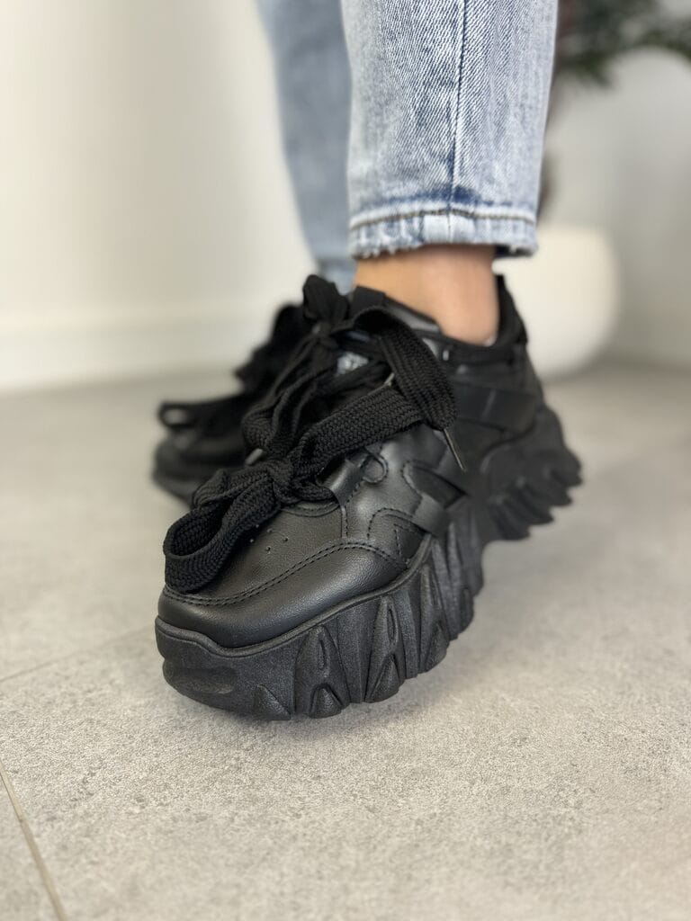Czarne sneakersy damskie na grubej podeszwie LA275 czarny Seaestar - Styl klasyczny