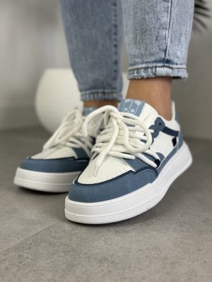 Wygodne buty sportowe na grubej podeszwie – Damskie sneakersy BL510P Jeans - Styl miejski