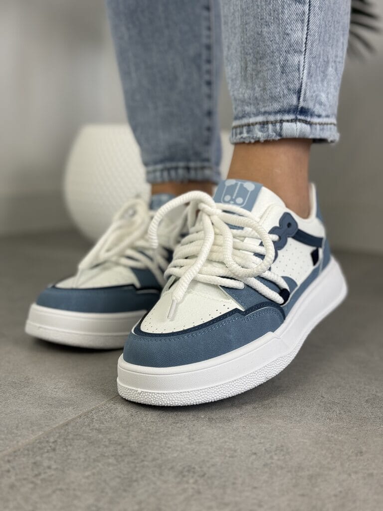 Wygodne buty sportowe na grubej podeszwie – Damskie sneakersy BL510P Jeans - Styl miejski