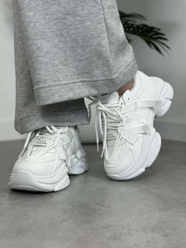 Sportowe sneakersy damskie LA269 białe - Na lato