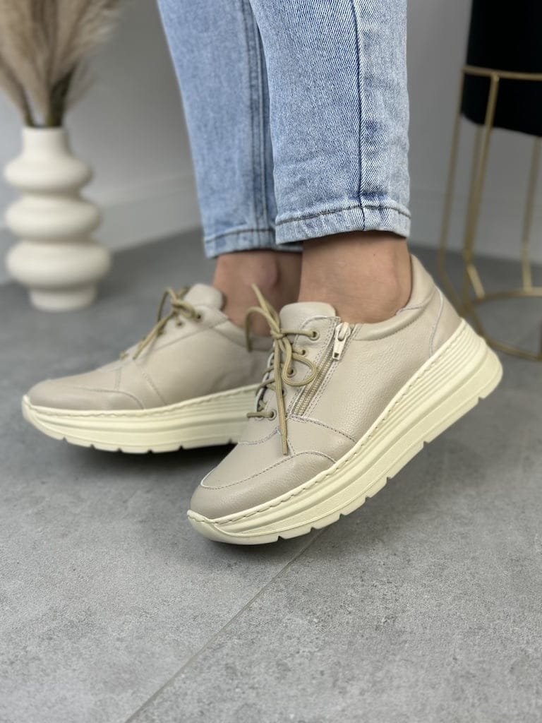 Beżowe Sneakersy Damskie WASAK Buty Jesienne Damskie Eleganckie - Na wiosnę