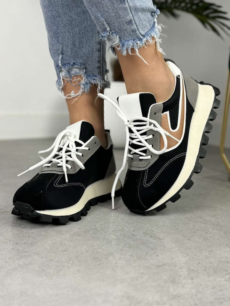 Czarne sneakersy damskie ABO 1048 – Sneakersy na codzień - Styl miejski