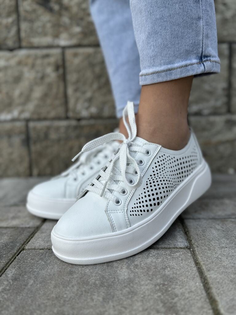 Skórzane sneakersy damskie na platformie – Wygodne buty na lato S.Barski - Na lato