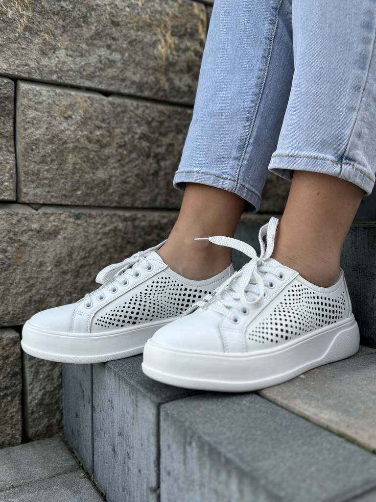 Skórzane sneakersy damskie na platformie – Wygodne buty na lato S.Barski - Styl miejski