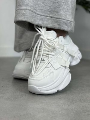 Sportowe sneakersy damskie LA269 białe - Styl miejski
