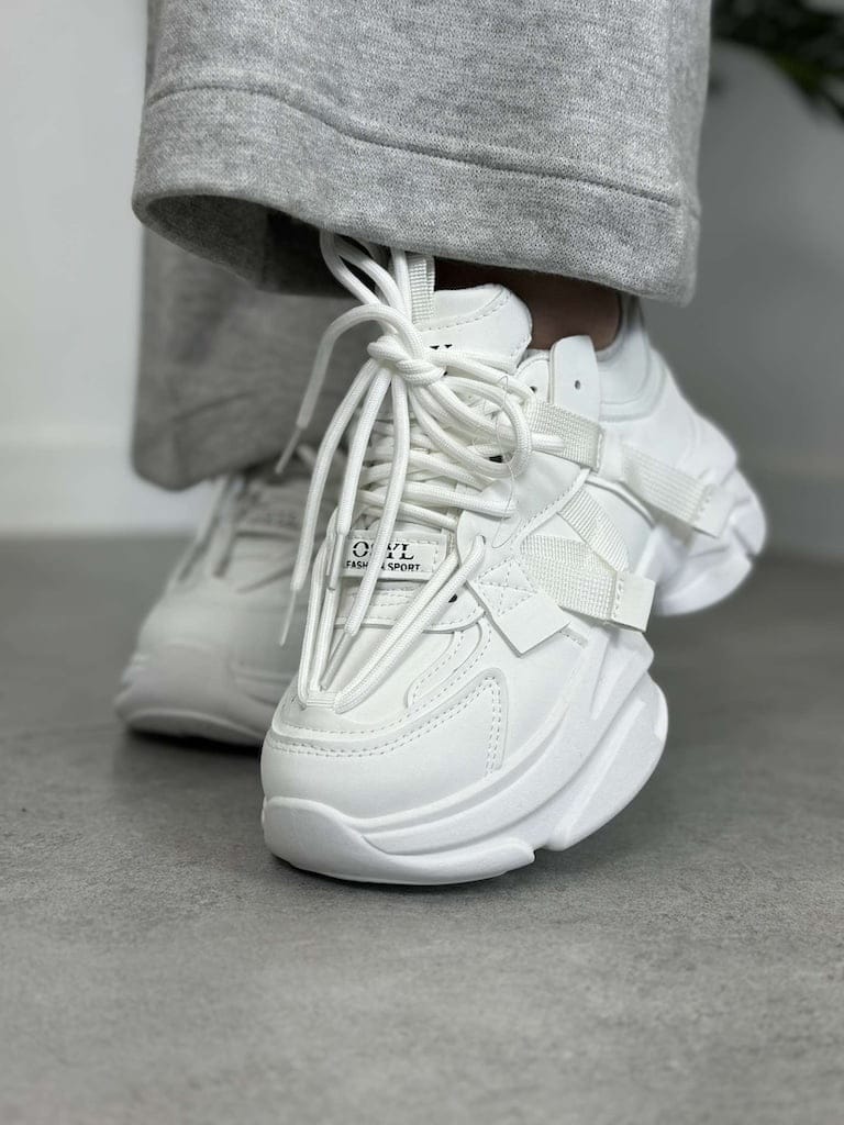Sportowe sneakersy damskie LA269 białe - Styl miejski