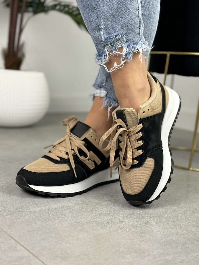 Sneakersy damskie BLACK LY085 – Wygodne buty spotrowe - Do spodni