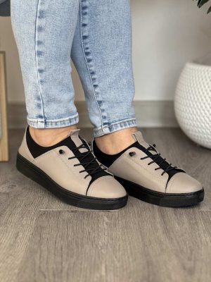 Szare skórzane półbuty damskie T.Sokolski W22-351 - Styl casualowy