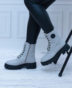 Jasne Botki Damskie Za Kostkę – Szare Workery Sergio Leone - Styl elegancki
