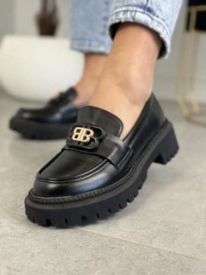 Czarne Wygodne Mokasyny Damskie BB – Modne Buty Damskie