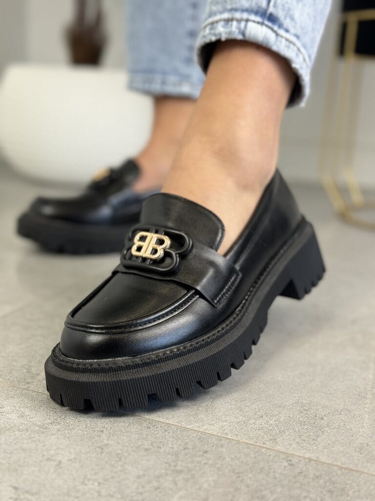 Czarne Wygodne Mokasyny Damskie BB – Modne Buty Damskie