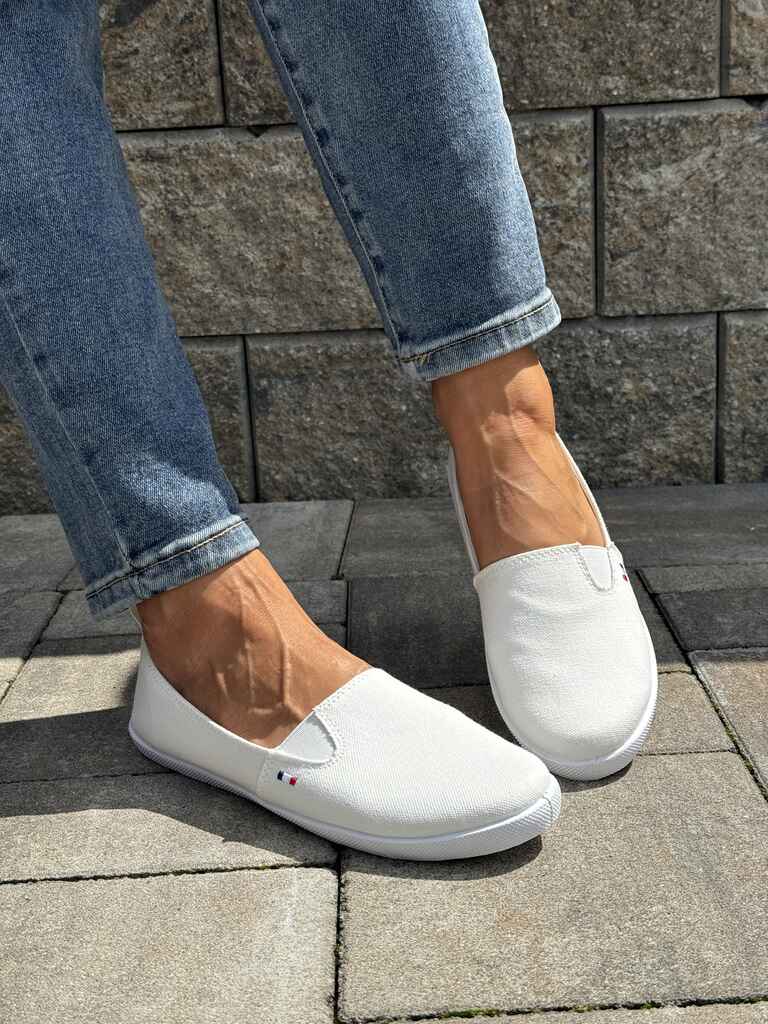 Białe trampki damskie tekstylne wsuwane News 7655 - Na lato