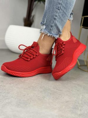 Czerwone buty sportowe damskie – Wygodne buty spotrowe NEWS 3634