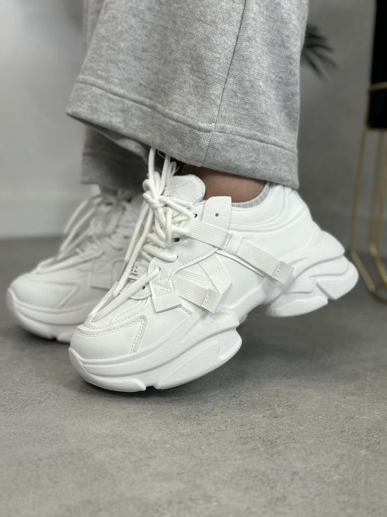 Sportowe sneakersy damskie LA269 białe - Do spodni