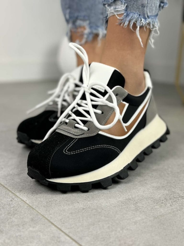 Czarne sneakersy damskie ABO 1048 – Sneakersy na codzień - Na wiosnę