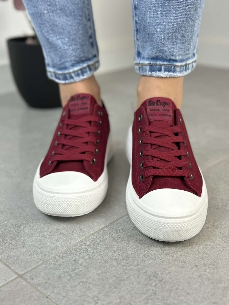 Trampki bordowe LEE COOPER LCW-23-44-1625L - Styl miejski