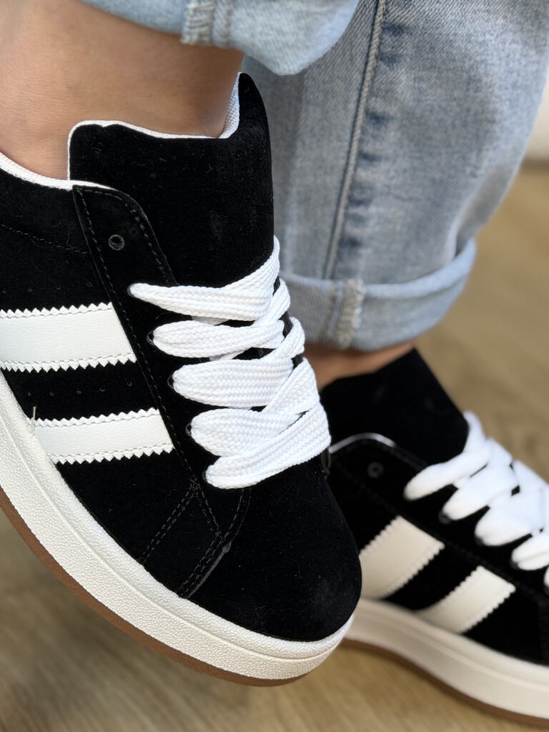 Czarne buty damskie sportowe zamszowe 24037 - Na lato
