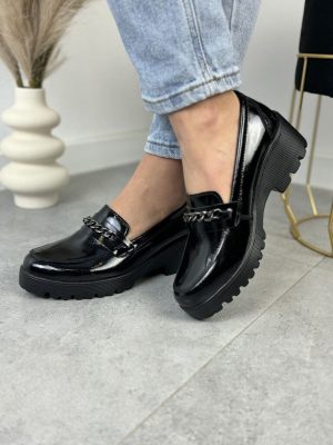 Czarne Mokasyny Na Grubej Podeszwie – Półbuty Damskie Filippo - Styl casualowy