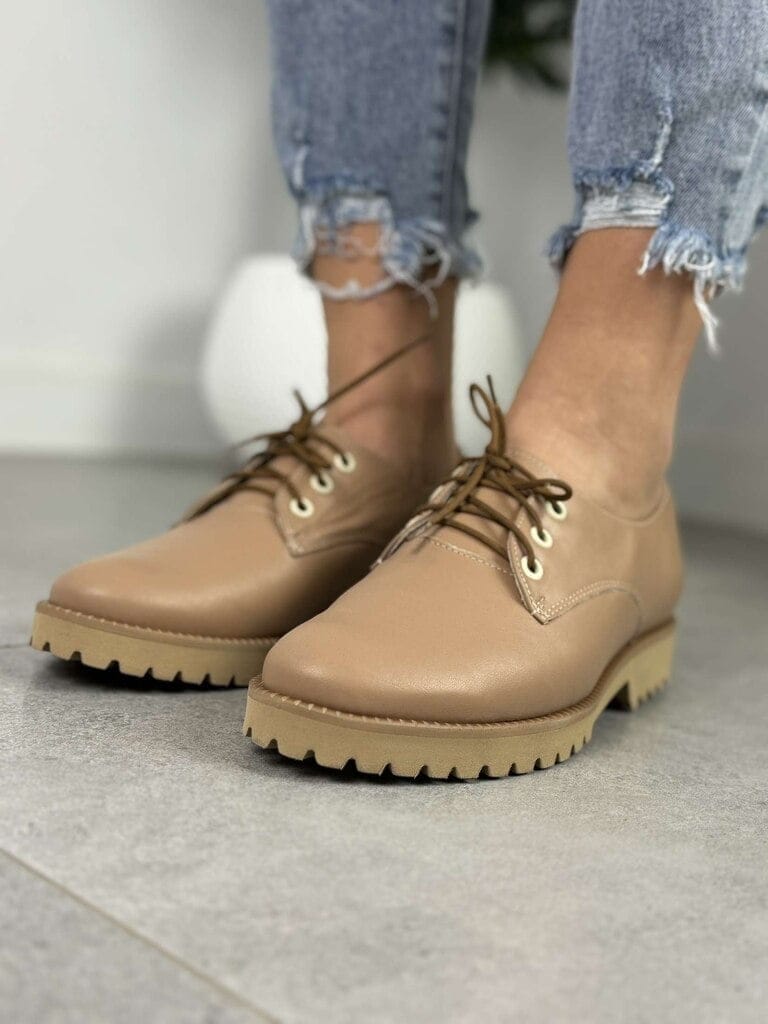 Półbuty Beżowe Skóra AF-1012 Pulso – Wygodne buty damskie - Na lato
