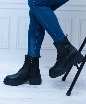 Lekkie Trzewiki Damskie Skóra – Workery Czarne T.Sokolski - Styl casualowy