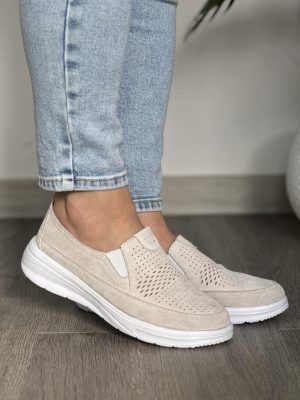 Ażurowe szare skórzane półbuty damskie T.Sokolski W24-278 - Styl casualowy