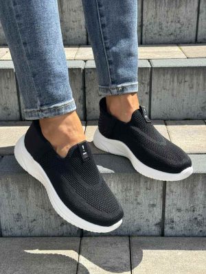 Czarne wsuwane buty sportowe damskie Potocki 01312 - Do spodni