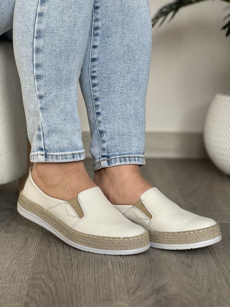 Wsuwane białe buty damskie skórzane Wasak 0644 - Styl boho