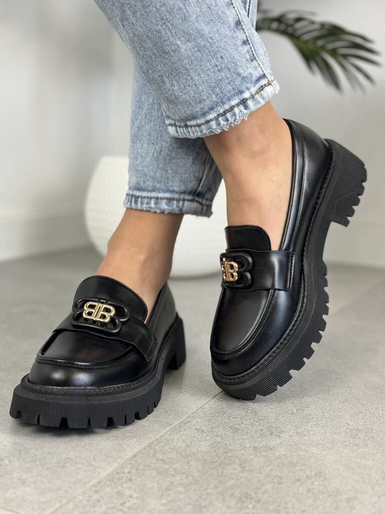 Czarne Wygodne Mokasyny Damskie BB – Modne Buty Damskie - Na lato