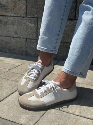 Skórzane półbuty damskie barefoot białe Wasak 0744 - Styl casualowy