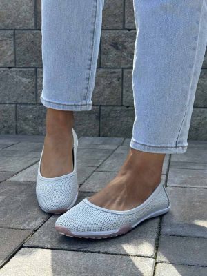 Białe skórzane baleriny damskie Filippo DP3681/22 - Styl casualowy