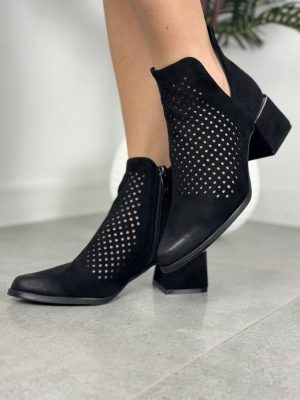 Botki damskie do sukienki na niskim obcasie – Modne Buty Potocki 24-12356 - Styl casualowy