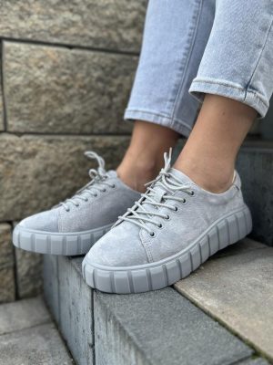 Szare buty damskie sportowe – Modne buty na grubej podeszwie T.Sokolski W24-603 - Na wiosnę
