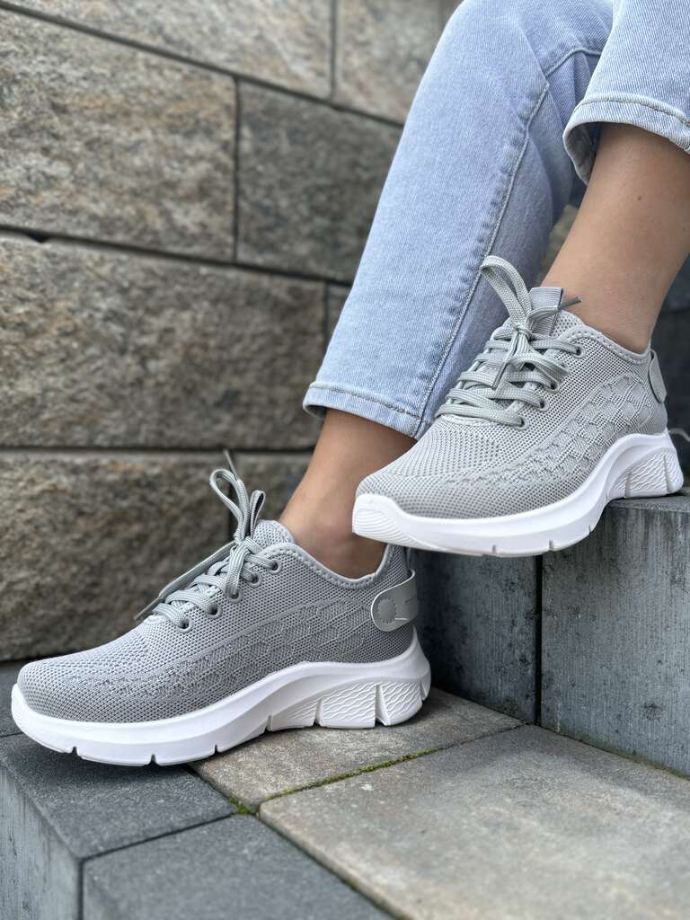 Sportowe buty damskie tekstylne – Wygodne buty spotrowe Skotnicki A-3-5013 Szary - Na wiosnę