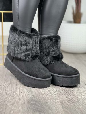 Śniegowce damskie czarne na platformie News - Styl miejski