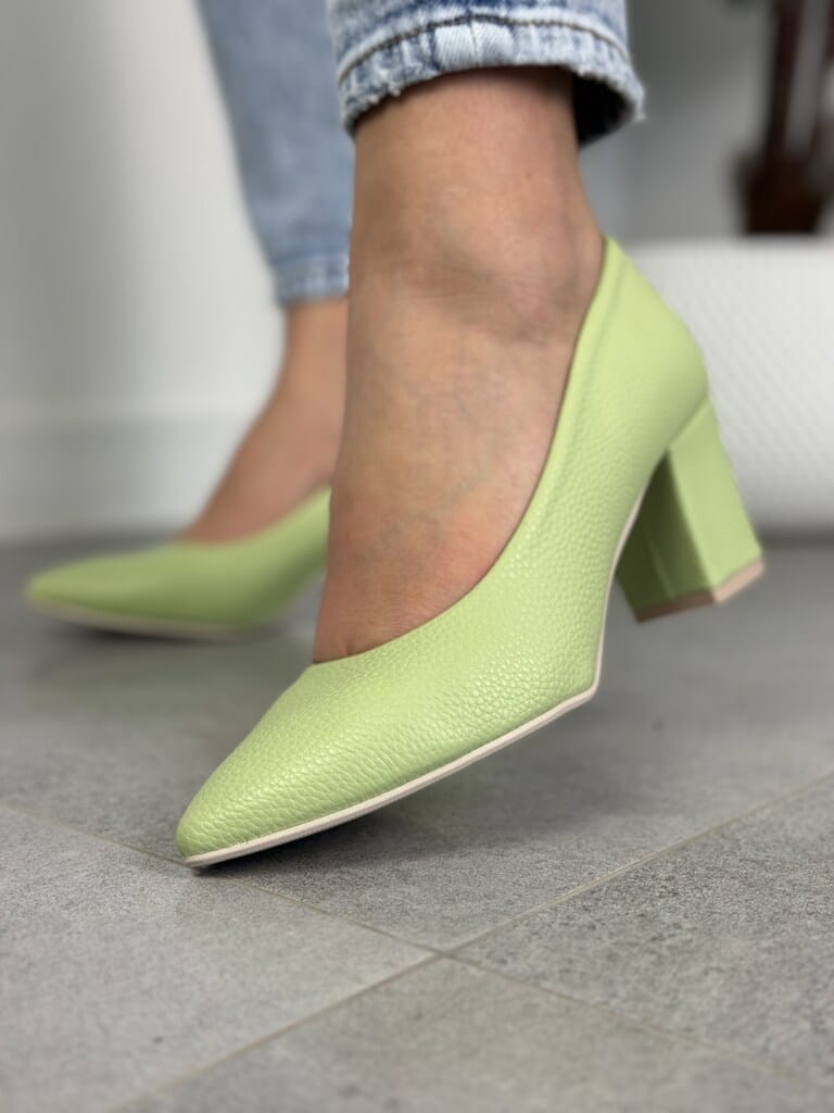 Polskie czółenka damskie 480 FOR BUT Pistacja – Wygodne buty na niskim obcasie - Na lato