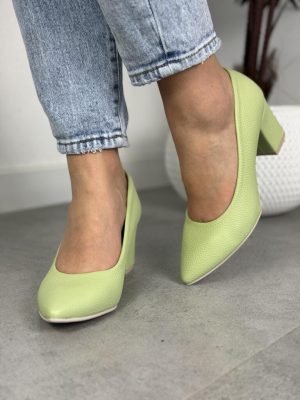 Polskie czółenka damskie 480 FOR BUT Pistacja – Wygodne buty na niskim obcasie - Styl elegancki