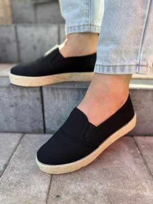 Espadryle damskie czarne na grubym spodzie News - Styl casualowy