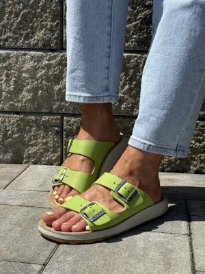 Fly Flot profilaktyczne klapki damskie 77 G64 7C Zielony - Styl minimalistyczny