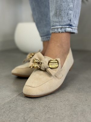 Wygodne mokasyny beżowe damskie – Modne mokasyny damskie - Styl klasyczny