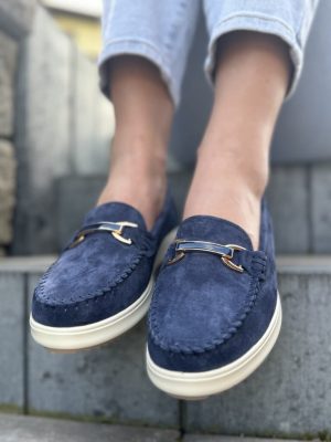 Granatowe mokasyny damskie skórzane – Wygodne mokasyny damskie Filippo - Styl casualowy