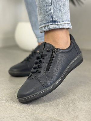 Granatowe buty damskie ze skóry WASAK 0688